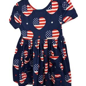 Mila + Rose Patriotic Heart Dress American Flag Design 12-24 Months